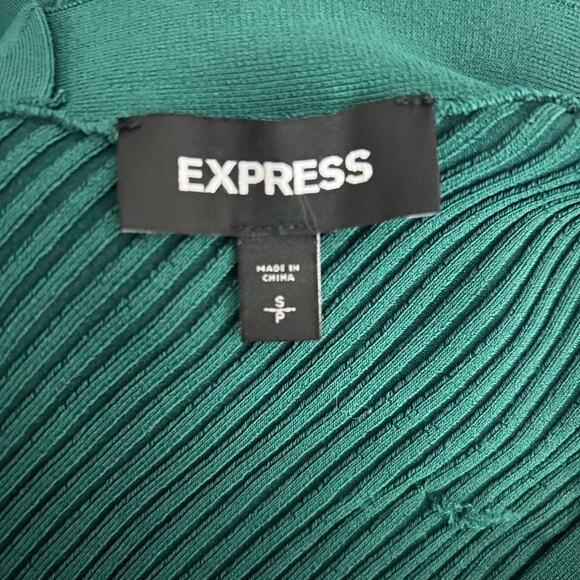 Express Emerald Green Long Sleeve Ribbed Dress Size Small - Picture 7 of 7